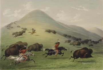 George Catlin Buffalo hunt Oil Paintings